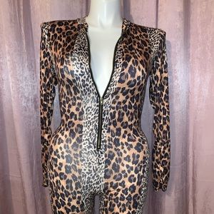Sexy Leopard Print Stretch Catsuit